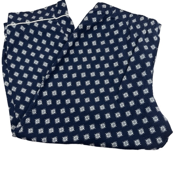 Liz Claiborne Cotton Navy w White Diamond Shapes Snowflake Straight Leg PJ 2X - Picture 2 of 5